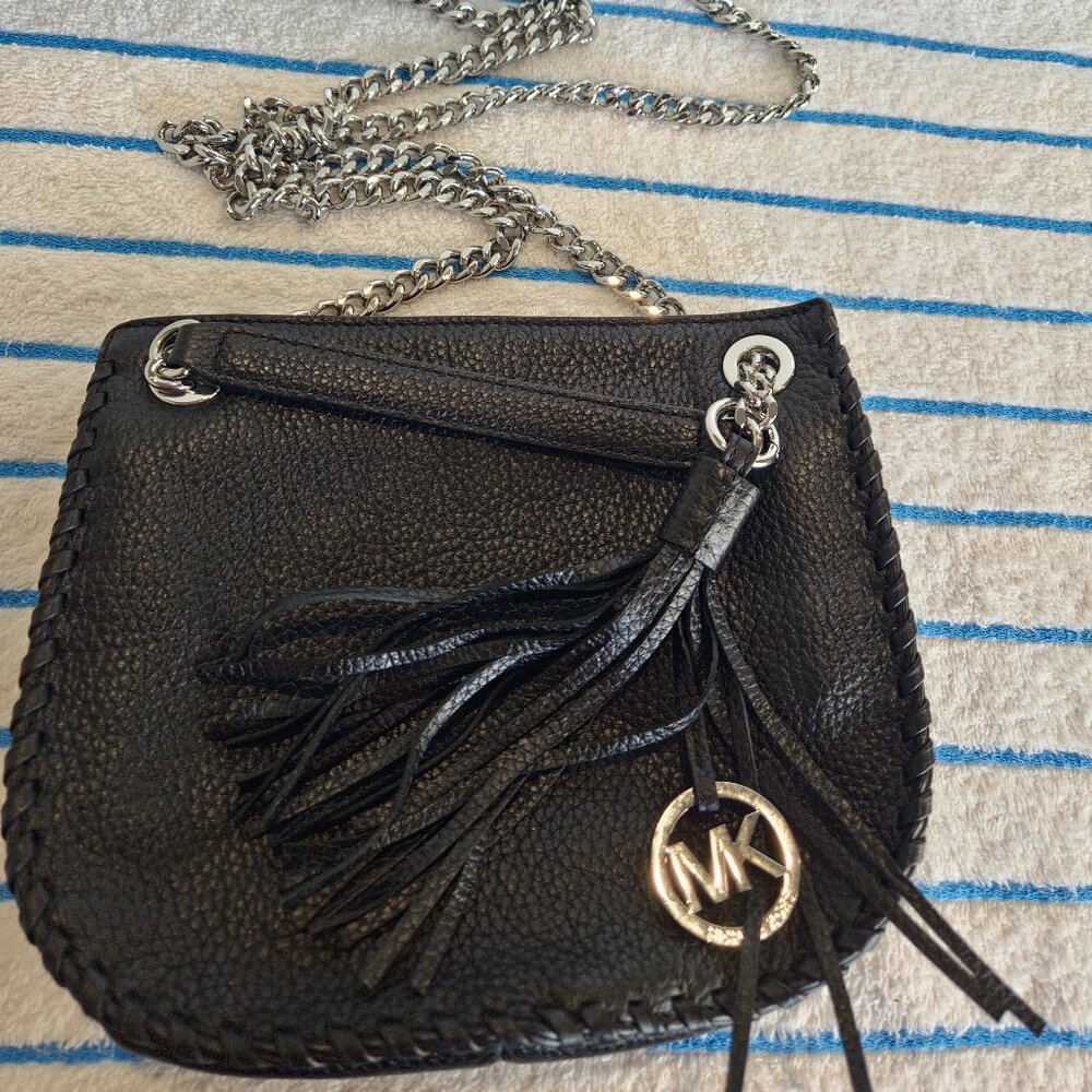 Michael Kors Black Leather Purse with Tassel New